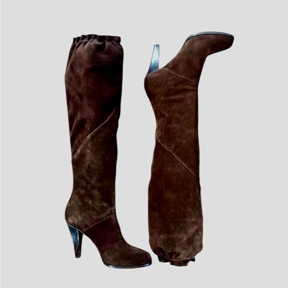 Chocolate Brown Suede Knee High Boots Vintage Michael Kors Size 8M - Picture 3 of 14